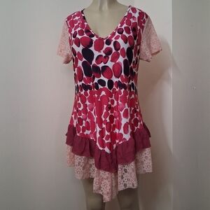 Simply Aster Boho Asymmetrical M Dress Lace Tiered